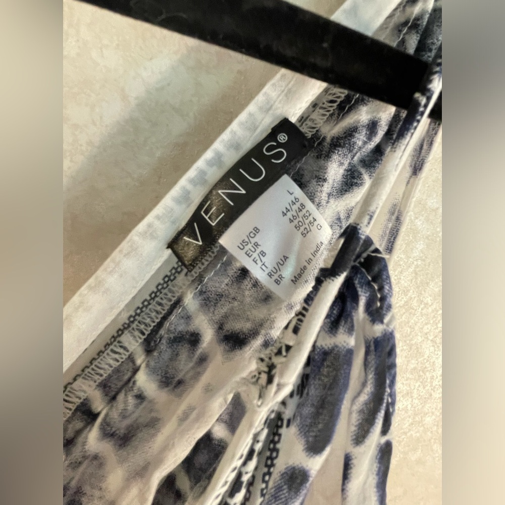 Venus Blue & White Large Tie Dye Maxi Dress Boho Side Slit Y2K Beach Resort - Picture 4 of 9